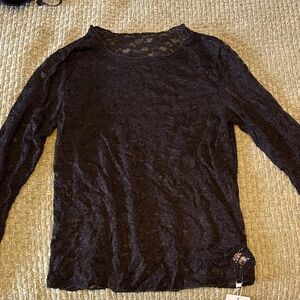 Chic Black Lace Long Sleeve Top